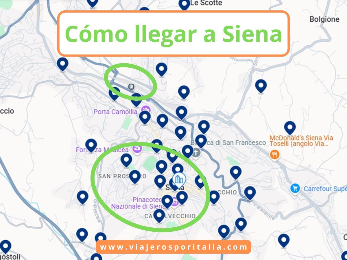 Como llegar a Siena en tren, coche, autobús, avión y excursión