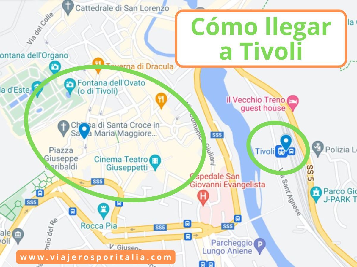 Como llegar a Tívoli en tren, coche, autobús, avión y excursión
