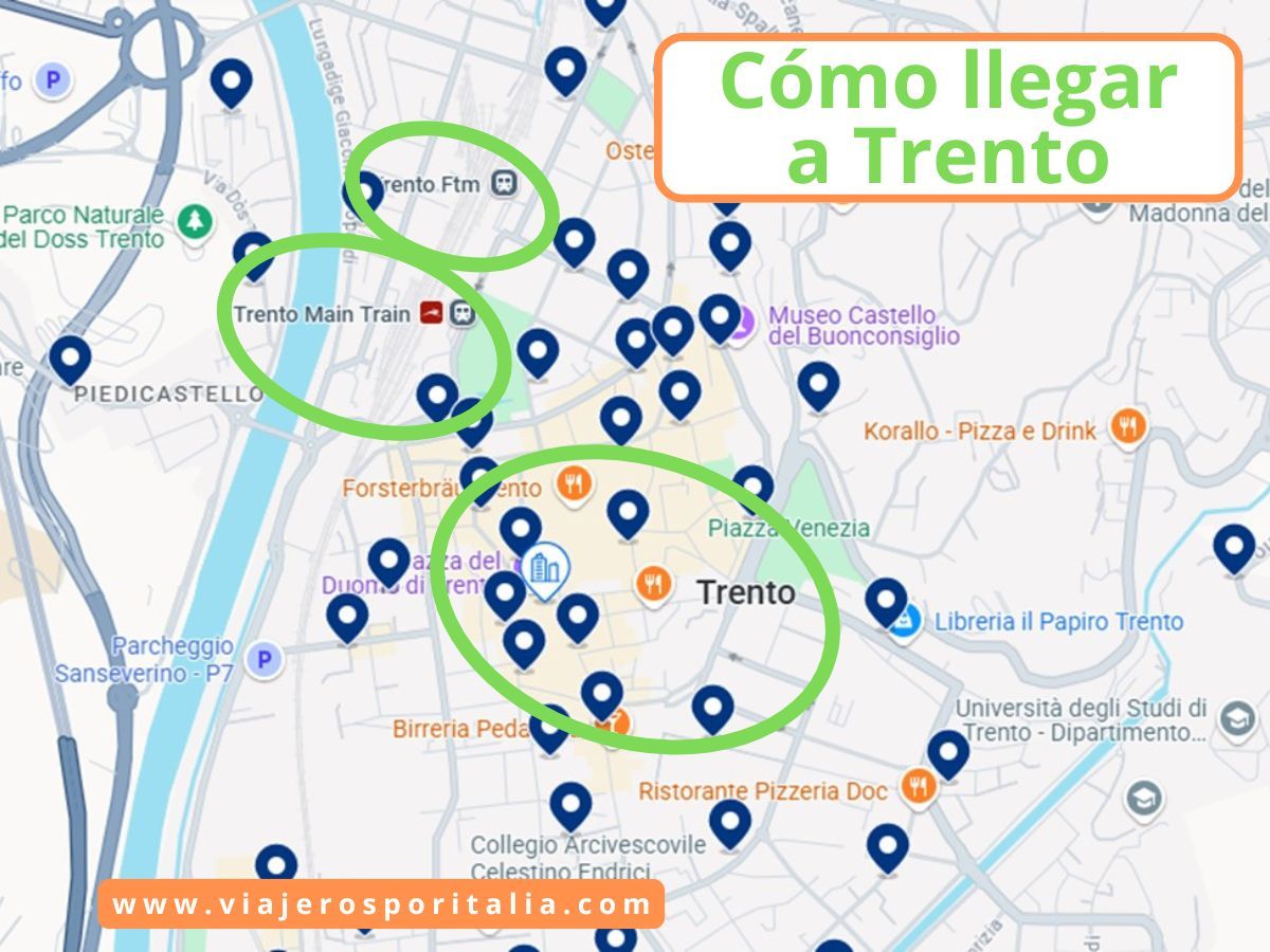 Como llegar a Trento en tren, coche, autobús, avión y excursión