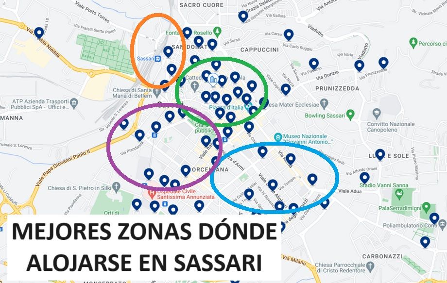 Donde dormir en Sassari (Cerdeña) Mejores zonas y hoteles