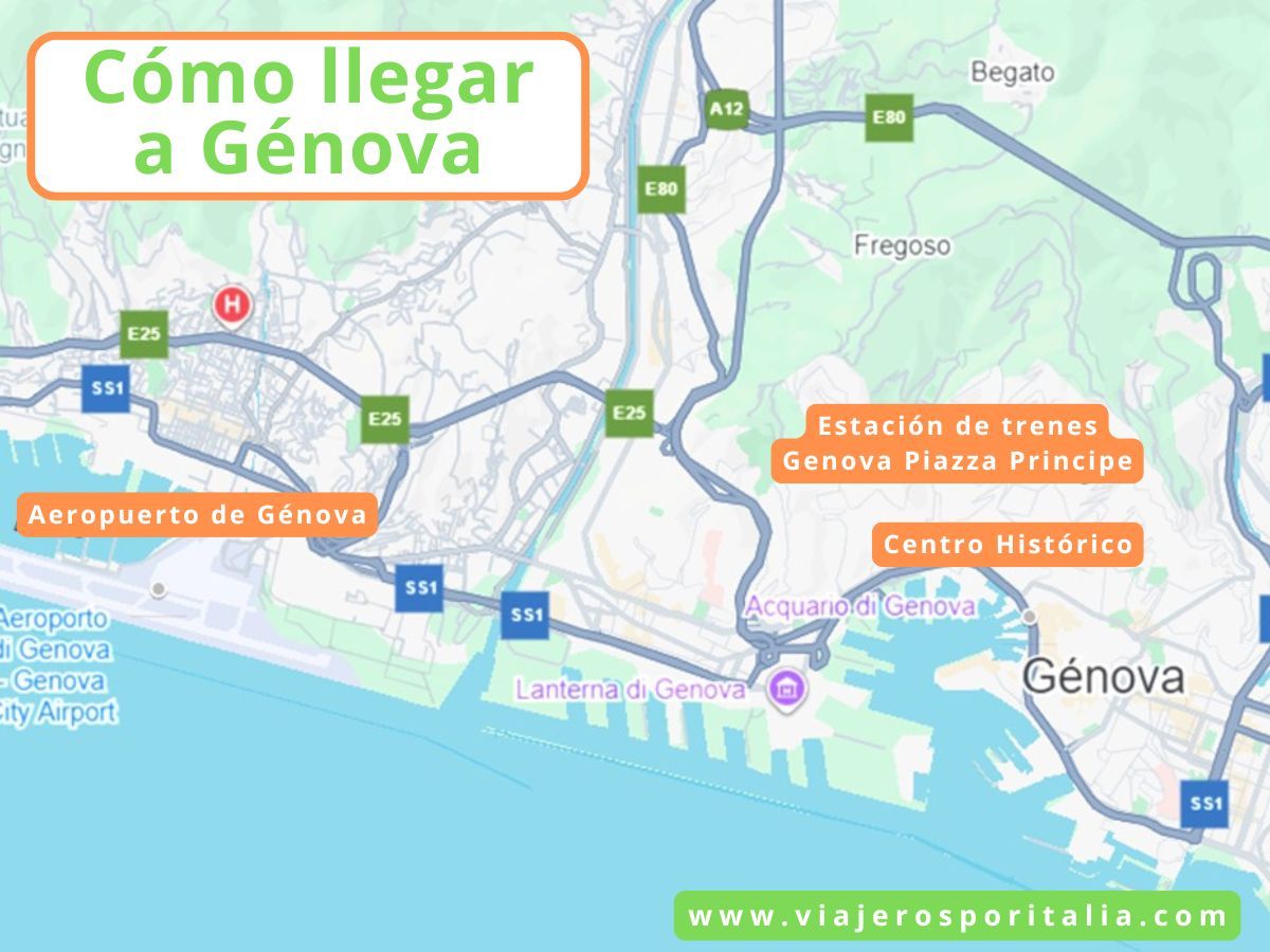 Como llegar a Génova en tren, coche, autobús, avión y excursión